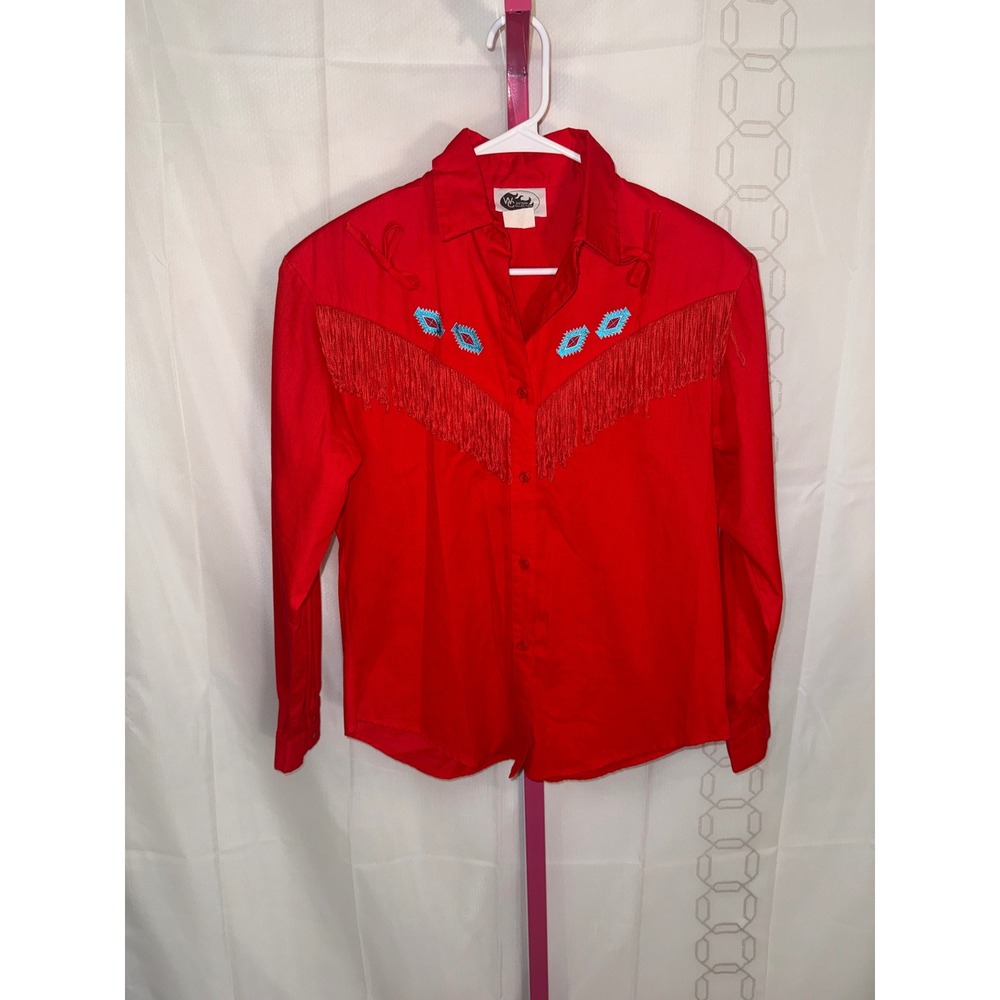 Western Collection Red Fringe Embroidered Western Shirt Womens Size 8 - Picture 2 of 8